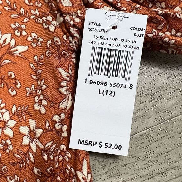 Jessica Simpson Floral Button Down Smock Waist Tunic Skirt Top, Girls L (10) - Picture 9 of 11